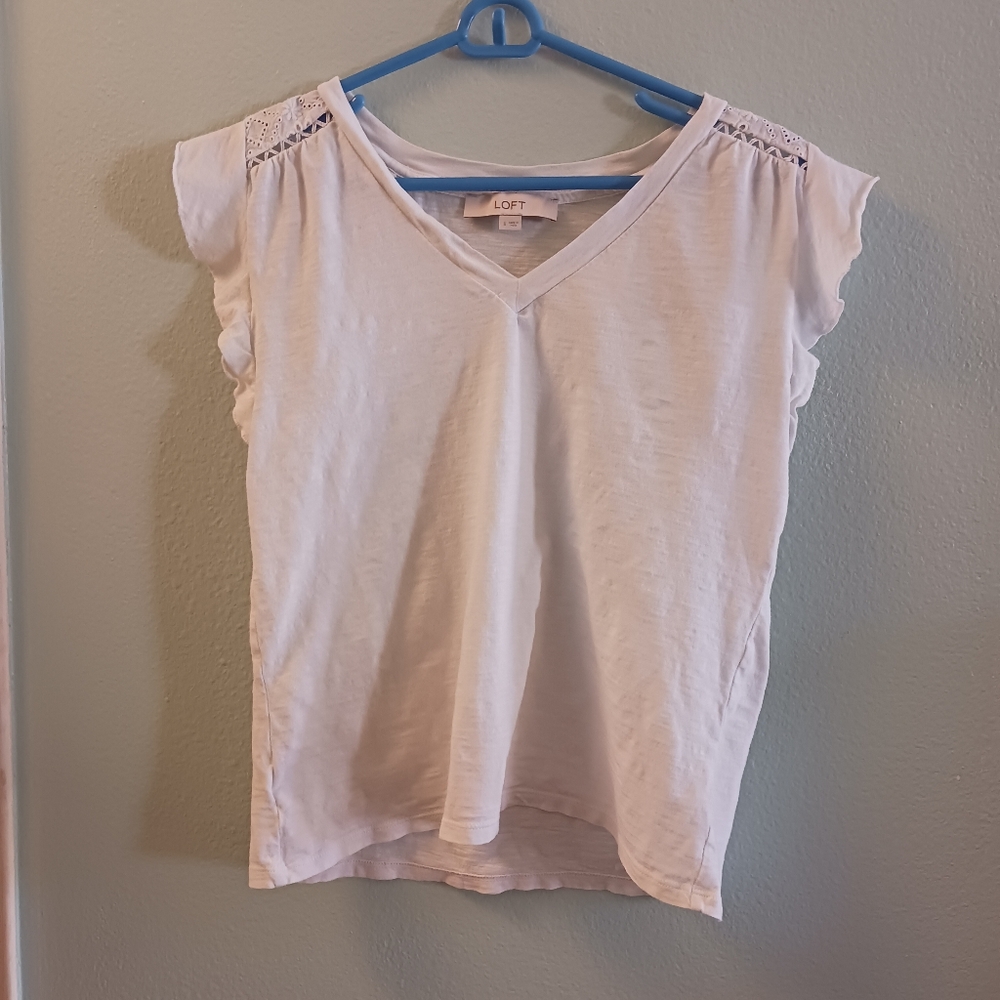 White Cutout Detail Top from LOFT | SIze S
